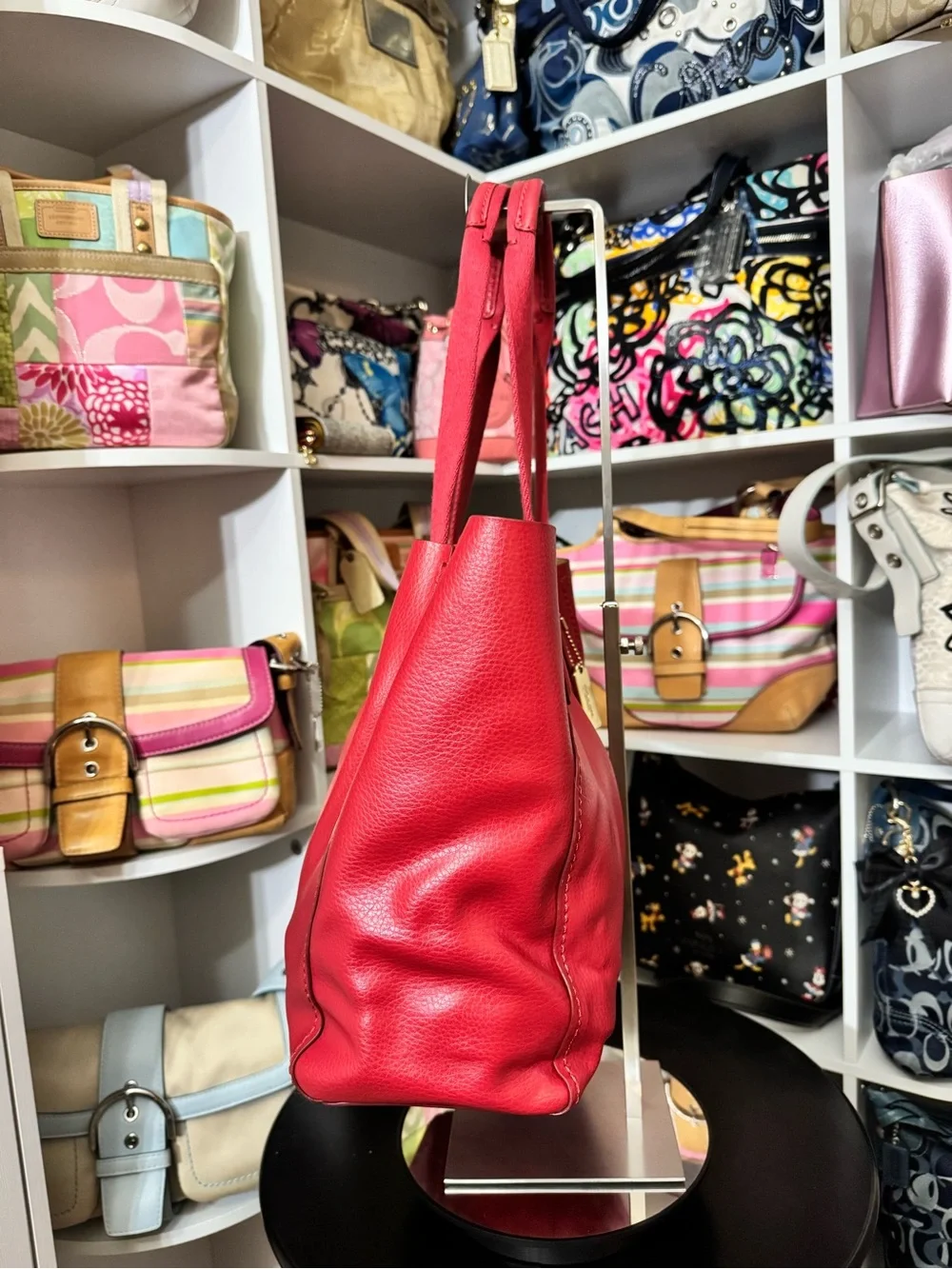 Coach Red Derby Leather Tote Bag - Picture 5 of 11